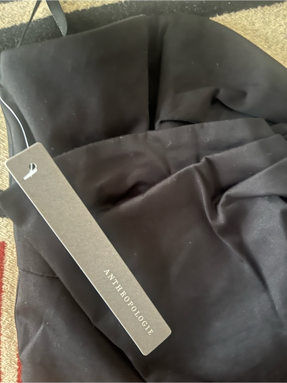 NEVER WORN- Anthropologie Black and Brown Strapless Midi Dress with Front Bow - Picture 3 of 6